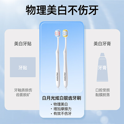 Dinosaur Doctor (PROTEFIX) Adult Toothbrush Teenagers Wide Head Partitioned Hair Transplant Dazzling White Soft Hair Filament White Moonlight Toothbrush 2 Pack