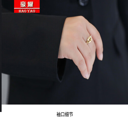 Haoyao professional suit suit jacket formal wear for women autumn and winter large size fat mm college student interview business commuting small suit black suit + pants + shirt 3XL size (weight 130-140)