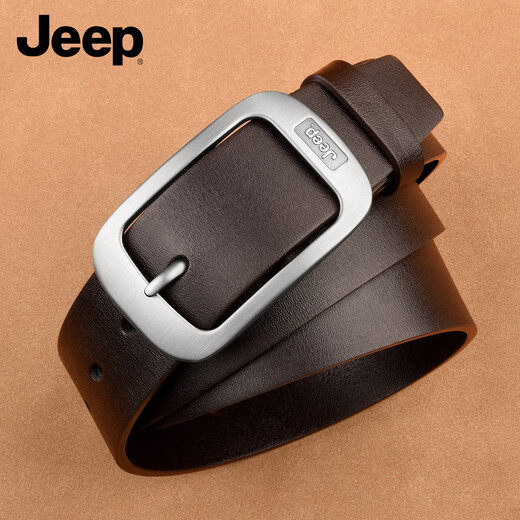 JEEP belt men's genuine cowhide trouser belt casual pin buckle belt men's practical birthday gift for boyfriend, husband and dad