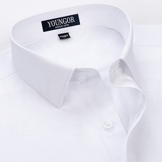 Yageor flagship official store short-sleeved shirt men's iron-free business casual professional versatile formal dress striped solid white shirt comfortable small purple stripes (DX6624) 43 (suitable for 160-175Jin [Jin equals 0.5 kg])