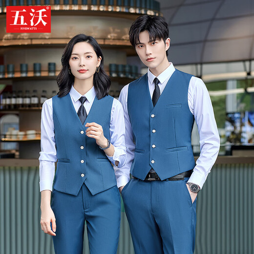 Wuwo autumn and winter professional wear women's suit suit vest for men and women hotel front desk reception bank 4s teacher work uniform men's vest + trousers + shirt (remark color) 3XL