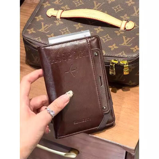 三栖虎护照保护套收纳包证件卡包RFID防盗刷银行卡身份证出国旅行机票夹 护照包咖啡色防消磁防盗刷屏蔽r