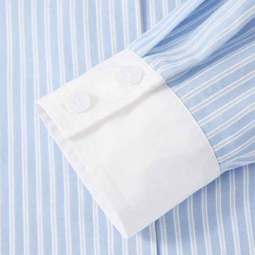 ELLE KIDS Children's Clothing Contrast Stripe Embroidered Shirt Girls Autumn New French Classic Fresh Top Pink and White Strips 150