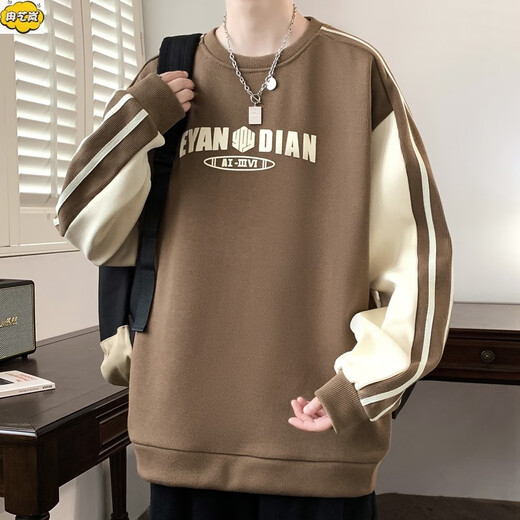 Ran Yilan's same large-size sweatshirt for men's Spring and Autumn American trendy brand long-sleeved T-shirt without hat top plus fat plus big fat man beat 6167 black plus velvet M 90-110Jin [Jin equals 0.5 kg]