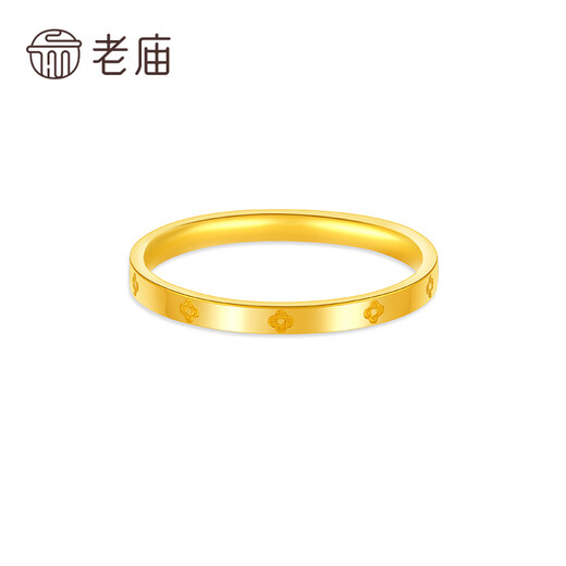 Old temple gold ring for women, gold ring, glossy four-leaf clover ring, small gram, heavy tail ring, gift for girlfriend and wife, 12#, about 1.1g (four-leaf clover model)