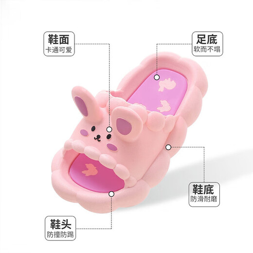 Ormondway Children's Slippers Home Sandals Girls Soft Soled Bathroom Shower Shoes YR-LA2303 Pink 30 (30-31)