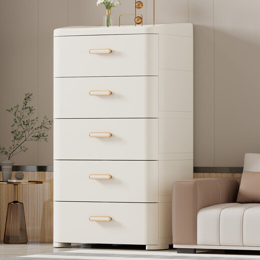 Vangels drawer-type storage cabinet snack storage box integrated wall-side balcony debris floor-standing five-bucket toy storage shelf 5-layer free base + pulleys free choice of installation 42CM surface width丨Large size