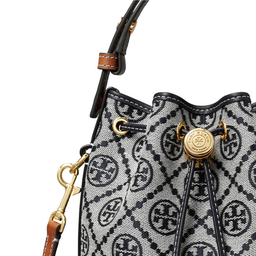 Tory Burch T MONOGRAM printed women's bag mini bucket bag crossbody bag navy blue New Year gift