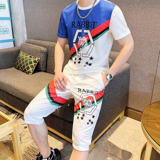 AEMAPE迷彩短袖男装夏季潮牌运动高端冰丝速干t恤男士穿搭短裤套装痞帅T 831黑色 M 【建议90-100斤】