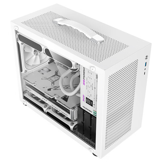 Peninsula Iron Box N4 Portable Small Case Mini MATX Side Transparent 240 Water Cooled Small Size Desktop Computer Main Case White + Aurora ARGB Fan 1 Positive 2 Reverse