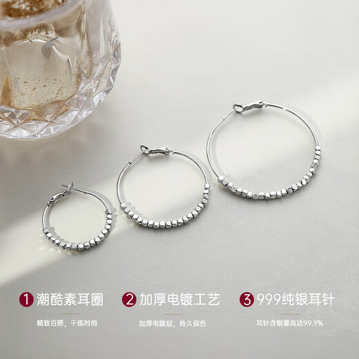 Ruihongxiang 999 sterling silver ear needles broken silver earrings women's light luxury high-end temperament style earrings 2025 new hot style earrings 999 sterling silver ear needles - silver 4CM half broken silver earrings