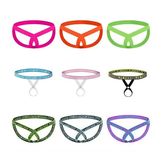 Underwear boys hanging ring popular men's thong panties men's rope underwear collection double underwear sexy and interesting DZ12 rose red XL130-150Jin Jin is equal to 0.5 kg