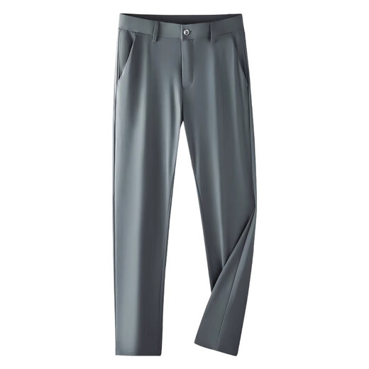 Benny Road S/K Men's Casual Pants Ice Silk Summer Thin 2025 New Business Trousers Drooping Men's Pants Suit Pants Men Dark Gray 32 Size Two Foot Five