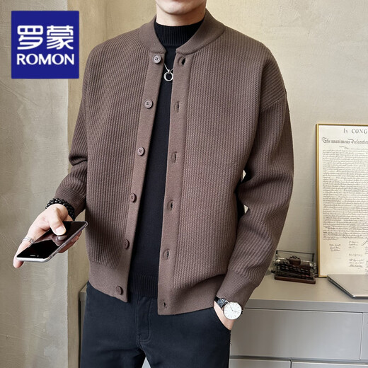 Lomon Wool Knitted Cardigan Jacket Men's Autumn and Winter 2025 New Trendy Brand Casual Loose Baseball Collar Outer Sweater Black 2XL