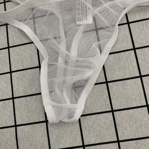 Transparent Tight Sexy Breathable Mesh Ice Silk Underwear for Men's T-Back Men's T-Shorts Low White L 110-130Jin Jin is equal to 0.5kg