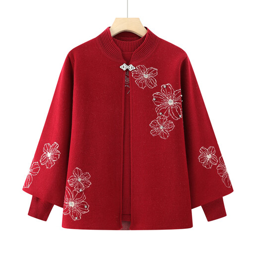 Fengxiao middle-aged and elderly grandma's autumn sweater two-piece set autumn and winter mother's top 60-70 years old fashionable old lady clothes