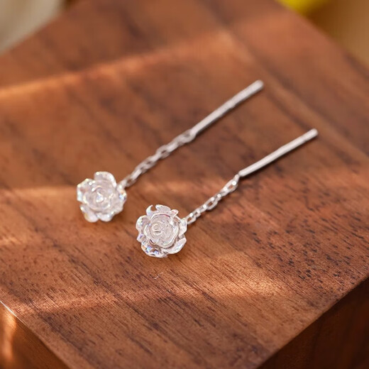 RSRDDY Old Phoenix Pure Silver 9999 Earrings for Women 2025 New Trendy Flower Earrings Earrings Design is Small and Elegant 999 Sterling Silver Cool Rose Earrings