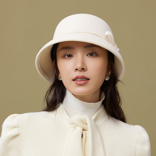 Siggi Qianjin style pure wool elegant fisherman hat old money style ladies autumn and winter hat French retro bow hat