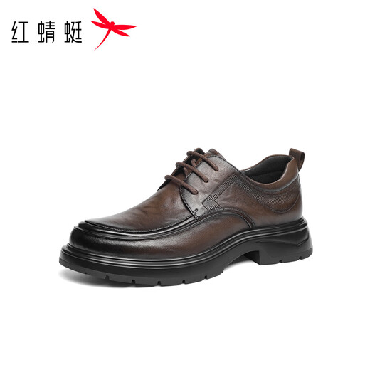 Red Dragonfly high-end leather shoes 25 autumn business formal men's thick sole heightening casual leather shoes WTA35052 brown 40