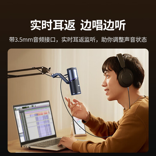 Greenlink USB computer desktop microphone independent condenser microphone DSP noise reduction desktop computer laptop live broadcast online class game conference voice karaoke microphone suitable speaker 35629