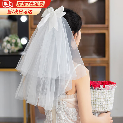 First Proposal Veil, Registration Bow, Bridal Hair Accessory, White Veil, Wedding Photography, Travel Photography Ceremony, 50cm Bow, Double Layer Veil, Hair Clip Style