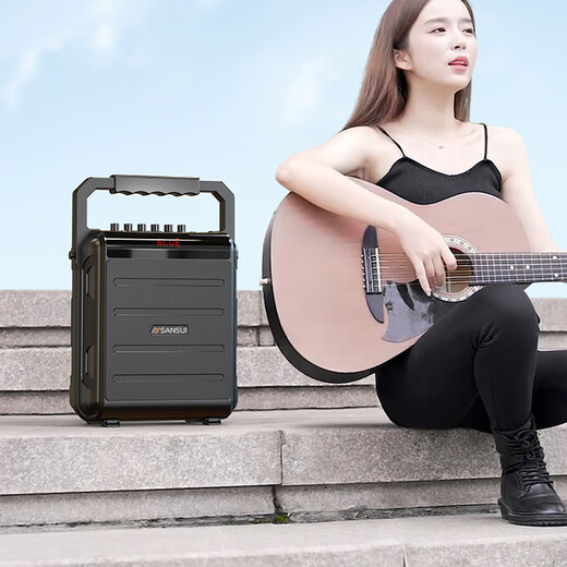 SANSUI Portable portable karaoke audio mobile belt outdoor high-power integrated KTV square dance audio small live broadcast speaker karaoke double wireless microphone stereo sound effect + dual microphone + sound card sound effect