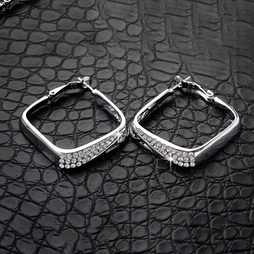 GIEVSZHE brand hoop earrings for women, rose gold and diamond hollow earrings, Valentine's Day birthday gift for girlfriend and wife, large square shape, 11 warehouses nationwide, same day/next day delivery