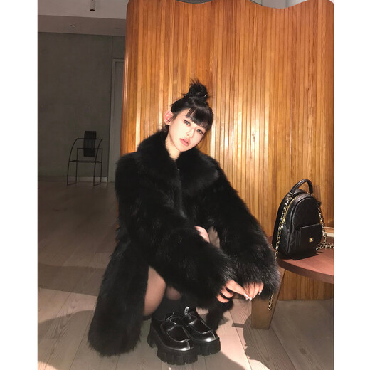 COCO LIMITED fur annual hot item God Girl Finnish whole fur fox fur coat blue fox white (hot item rare color) M