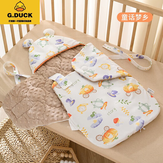 G.DUCKKIDS baby quilt autumn and winter new all-in-one sleeping bag anti-jump baby sleeping bag anti-kicking quilt Class A pure cotton Palace Image - quilted (recommended room temperature 5-15) 0-3 months