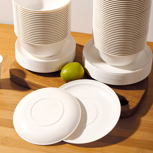 Jiamo disposable plates environmentally friendly corn-based tray 145mm 20-pack picnic plates no-wash disposable tableware