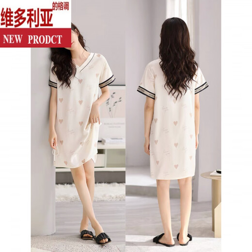 
Victoria's style nightgown for women's summer short-sleeved pajamas ice silk skirt for women's summer thin imitation satin silk summer large-size dress White M9923 [short-sleeved/breastless pad] M [90-110Jin[Jin equals 0.5 kg]]