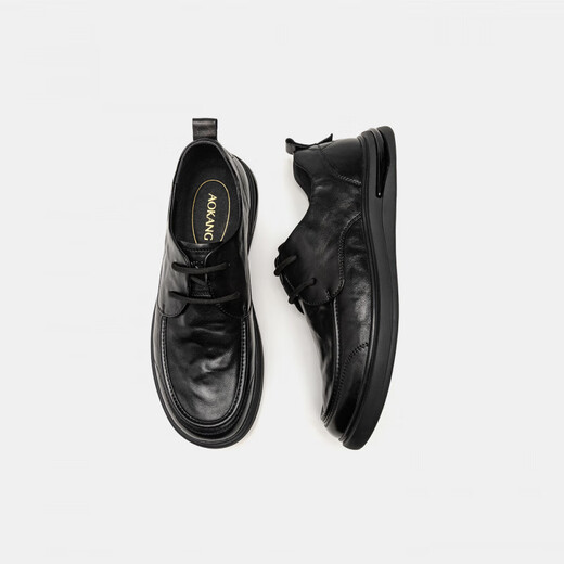 Aokang 2025 new autumn men's shoes business casual leather shoes lace-up genuine leather comfortable commuting derby shoes Store delivery black 1251421047 41