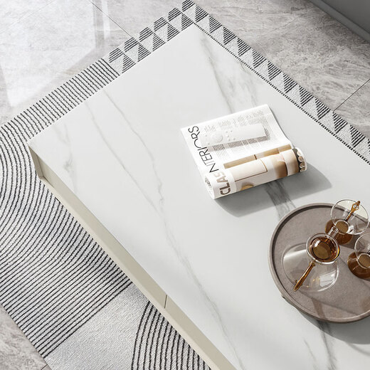 Lin's Home Light Luxury Slate TV Cabinet Coffee Table Combination New Floor Cabinet Living Room Home 1.3 Meter Coffee Table LS988L1