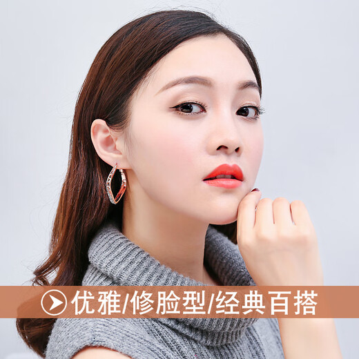 GIEVSZHE brand hoop earrings for women, rose gold and diamond hollow earrings, Valentine's Day birthday gift for girlfriend and wife, large square shape, 11 warehouses nationwide, same day/next day delivery