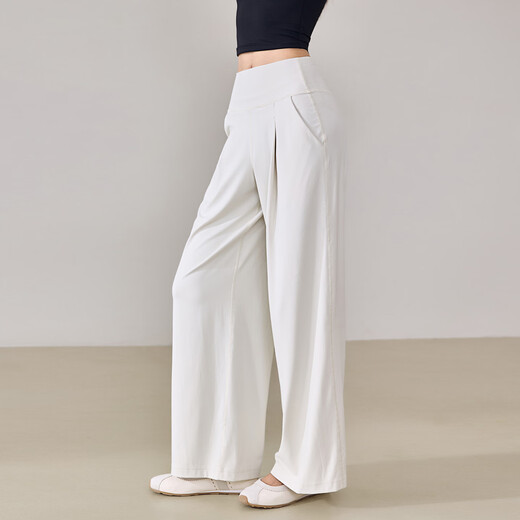 LULULMCCTN Nude Yoga Pants Women's High Waist Loose Slim Pilates Training Fitness Straight Wide Leg Sports Fitness Pants Albumin L