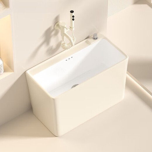 Jiumu (Jomoo) 2025 New Mopp Pool Balkon Haushalt Keramik -Mop -Pool -Creme -Stil Rechteckiger Pool -Mop -Pool Herbst 1047 Creme weiß + kein Wasserhahn