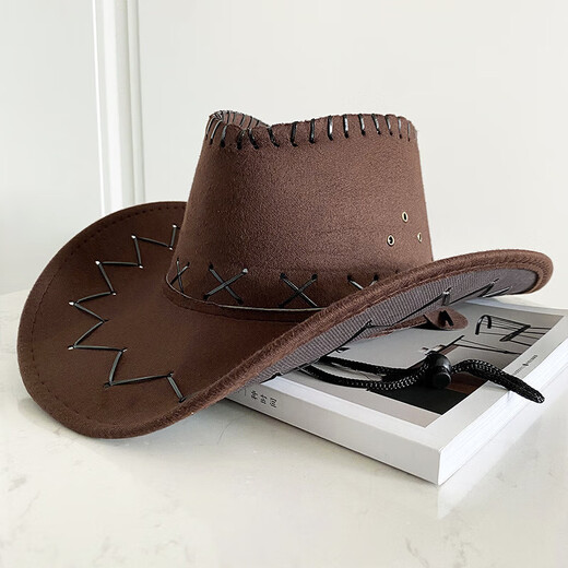 Western cowboy hats for men and women, prairie sun protection hats, desert sun hats, seaside travel artifacts, mountaineering hats, coffee color main picture style