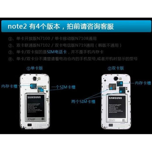 LZQLY adapts to Samsung Note2 original N7100 N7102 N7108 mobile phone middle frame back case N7100/7108 gray back cover without NFC