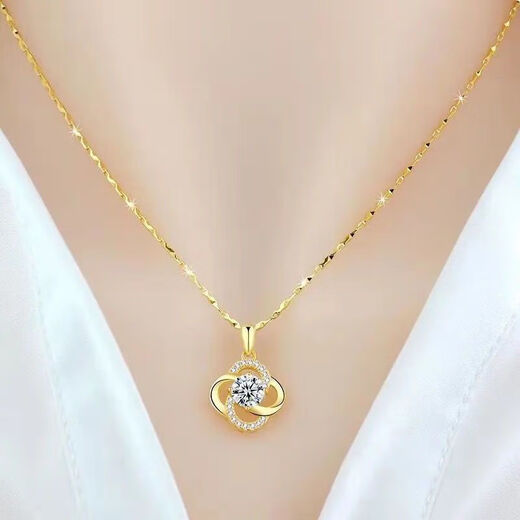 Genuine genuine 18K gold necklace for women, Hong Kong gold 18K clavicle chain, non-fading pendant, holiday gift for wife, dedicated to you
