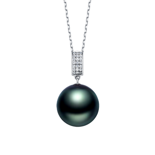 Chinese Valentine's Day gift for girlfriend 18k gold seawater Tahitian black pearl pendant salon pearl necklace gift beads G18k/approx. 12-13mm/slightly flawed