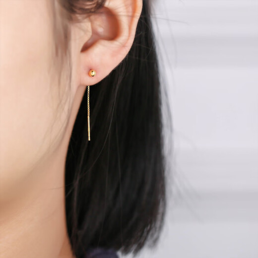 Fat Donglai same style 18K gold ear wire tassel female 18k rose gold plated 925 silver gold mini beanie short earrings rose gold 4 cm mini small beanie ear wire