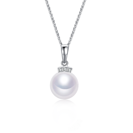 Laibofen simple eyelash style Japanese akoya natural seawater pearl pendant necklace 18K gold inlaid with diamond single pendant 8-8.5mm 18K diamond mirror Aurora 18K car cross chain