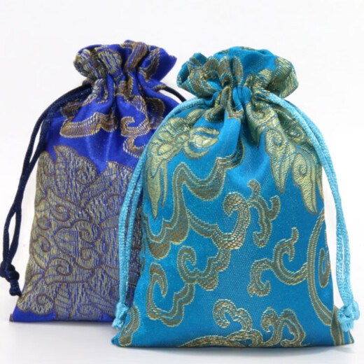 Brocade bag single-layer storage drawstring small bag brocade bag Buddhist beads bracelet play jewelry velvet toy bag red wealth flower