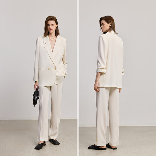 LILY2025 new summer style containing acetic acid old money style loose casual versatile professional commuting long-sleeved suit jacket for women 703 beige M