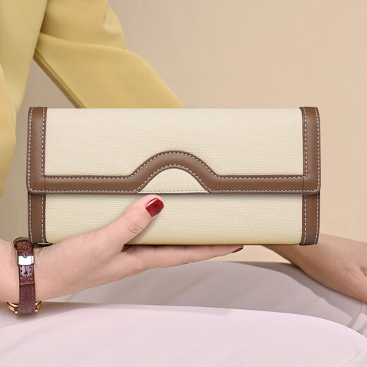 Williampolo Kaiser Paul Mode kleine Handtasche Frauen Langer Brieftasche Valentinstag Mobilteilwechsel Kartentasche Multifunktionaler Mobiltasche Weißer Kaffee mit Schalter Geschenkbox