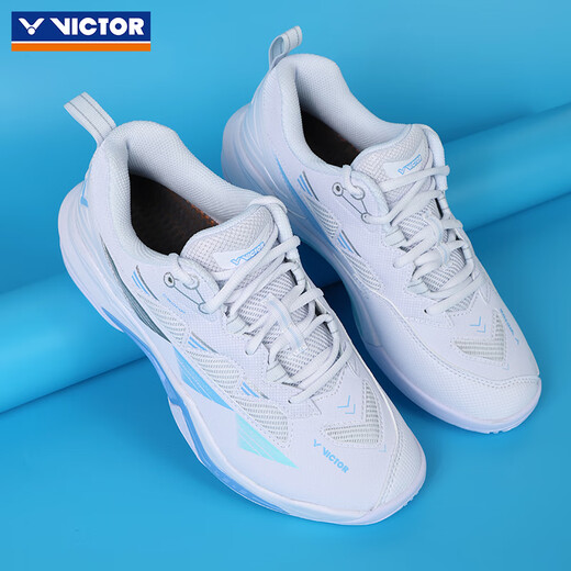 VICTOR Victory 25 new professional badminton shoes for men and women competition training sports shoes non-slip cushioning C90NitroLite C90HP-AM white fresh blue 42