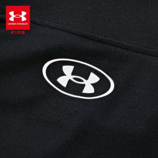 Under Armor children's clothing, boys' long-sleeved T-shirt, comprehensive training pullover, stand-up collar, semi-open chest, casual children's sportswear, black 130, the size is small, please take one size larger as normal
