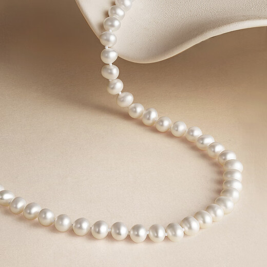 Saturday Fu Silver Buckle Pearl Necklace Mom Birthday Gift X058606 Oblate Round Approx. 5-5.5mm 42cm
