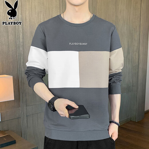 Playboy (PLAYBOY) sweatshirt men's 2026 spring long-sleeved T-shirt men's jacket casual men's loose round neck tops