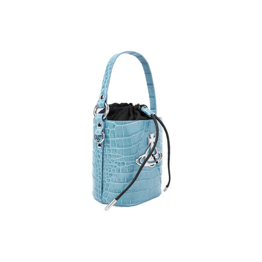 Vivienne Westwood Queen Mother DAISYLogo Crocodile Pattern Calfskin Bucket Bag Light Blue Basic Pack (Bake + Dust Bag)